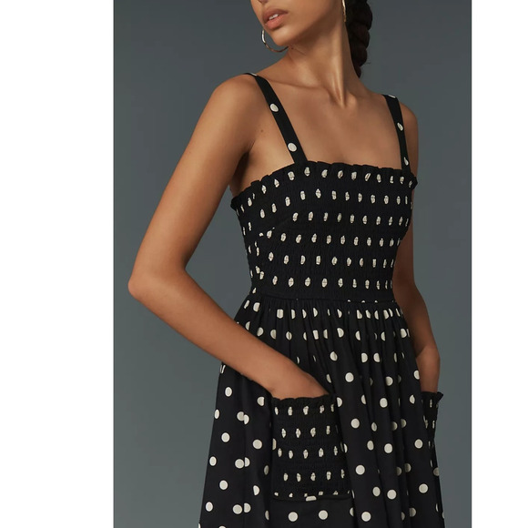 NWT Anthropologie Pinnacle by Shruti Sancheti Smocked A-Line Midi Dress $188 L - Picture 3 of 5